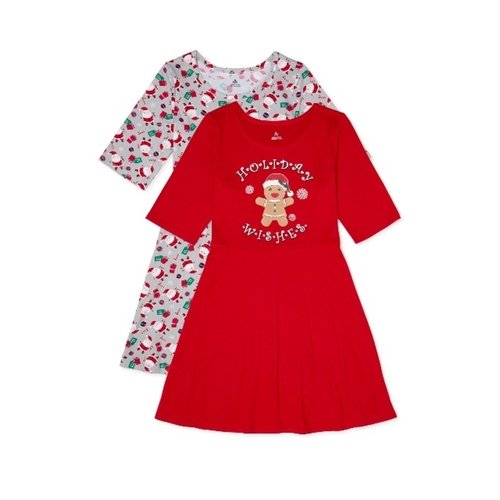 NWT Girls Holiday Christmas Play Dress, 2-Pack